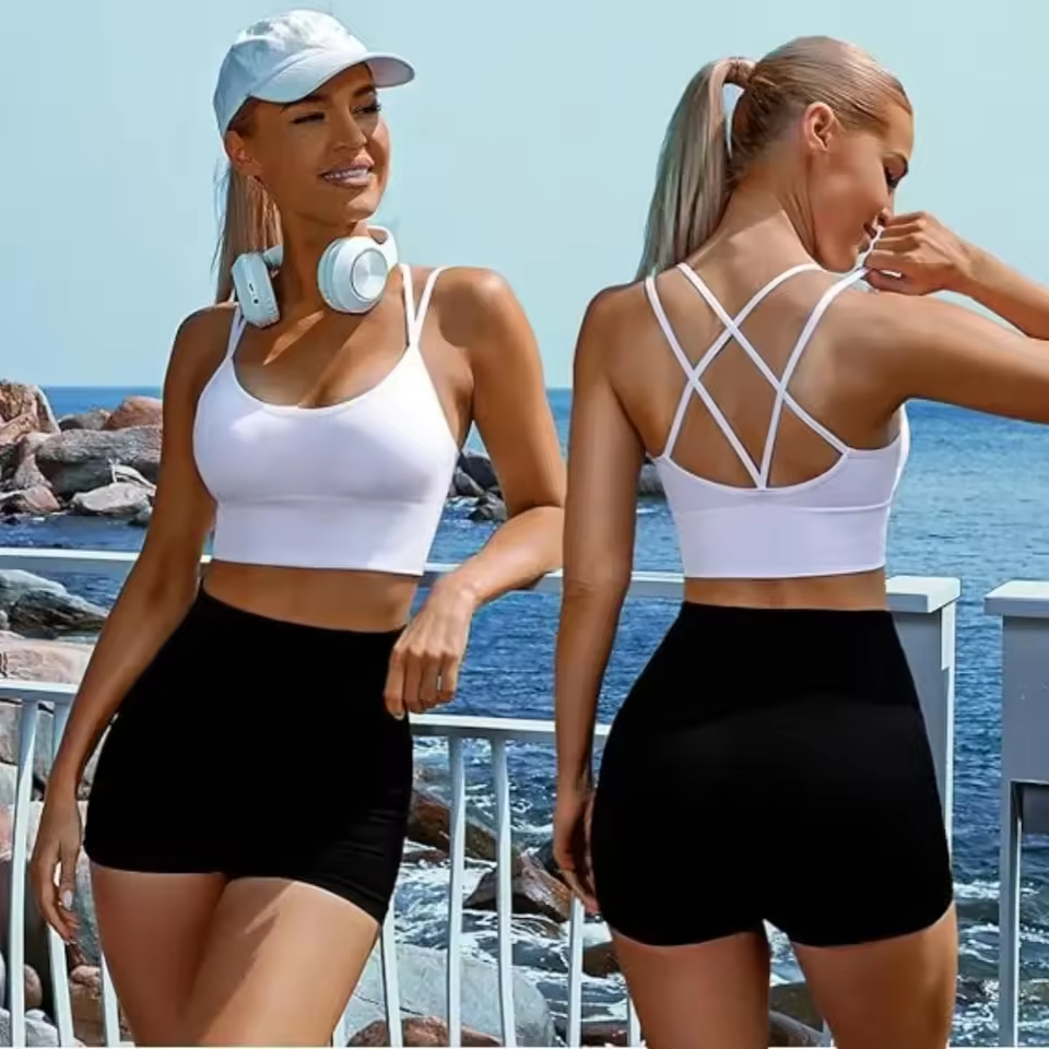Women’s Push Up Sports Bra – Solid Color, Padded Fitness Bra for Yoga, Running & Gym