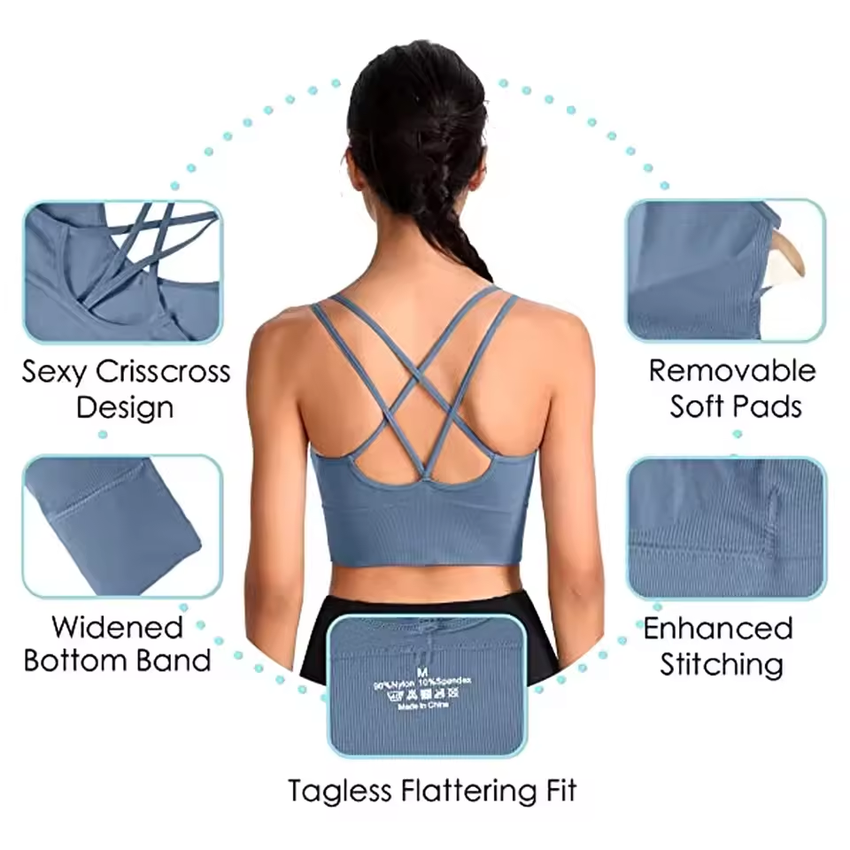 Women’s Push Up Sports Bra – Solid Color, Padded Fitness Bra for Yoga, Running & Gym